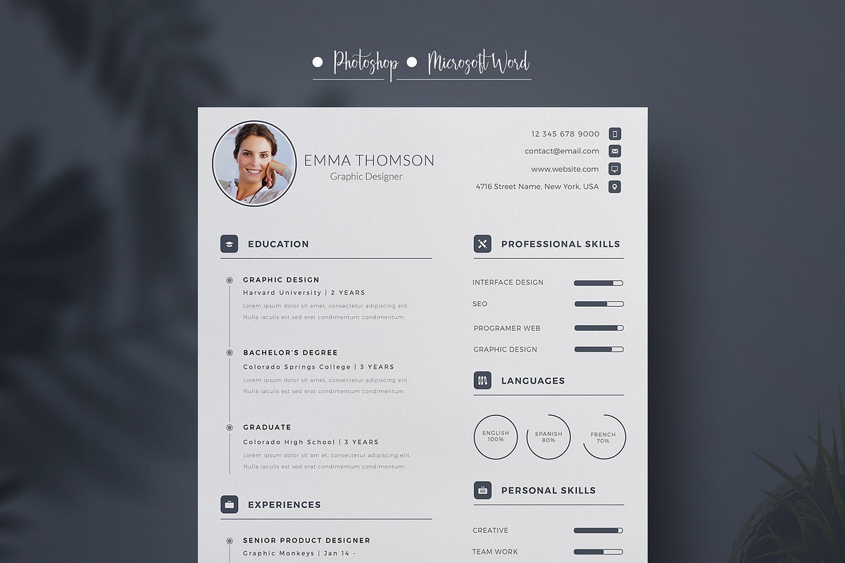 Emma - Resume Template in Resume Templates - product preview 8