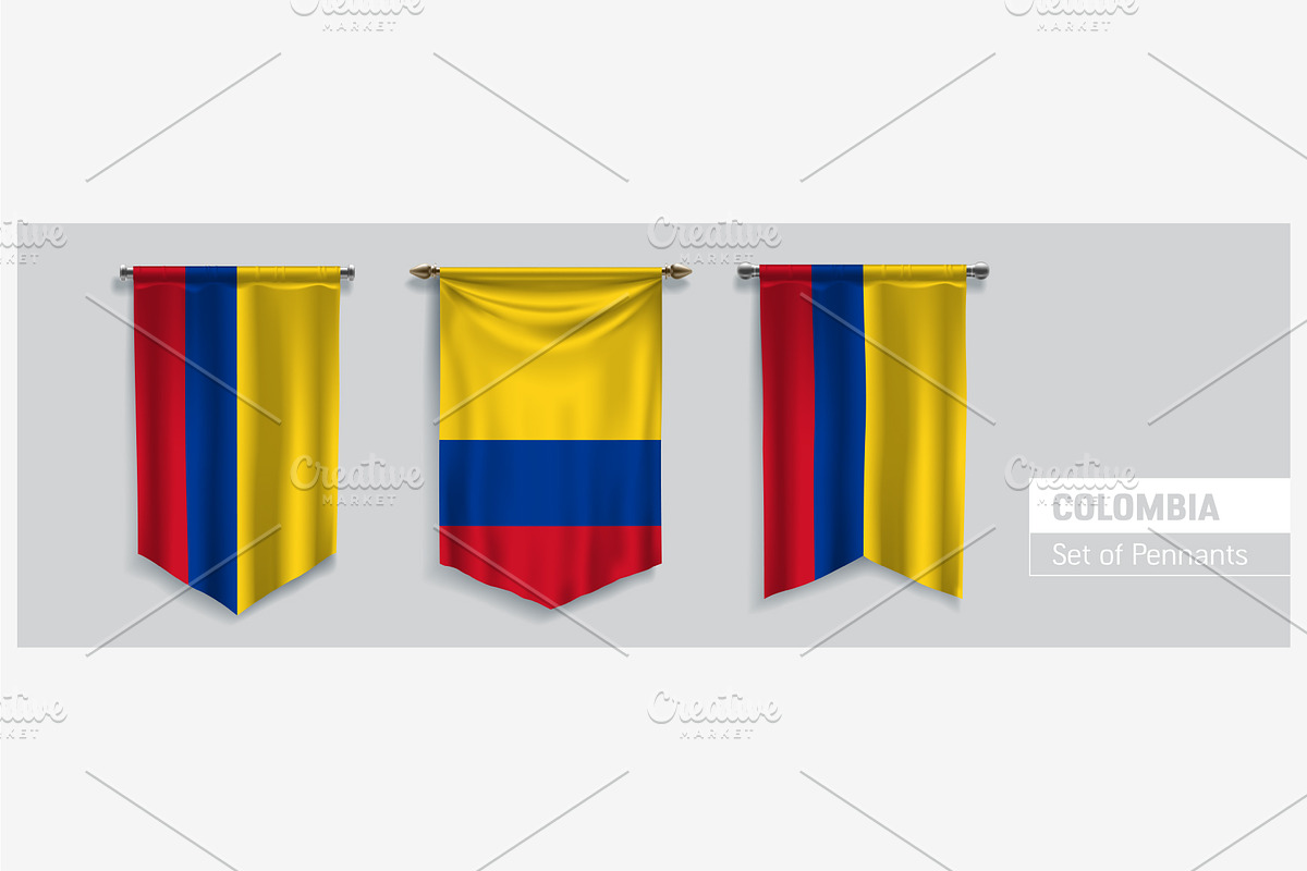 Colombia waving pennants vector in Illustrations - product preview 8