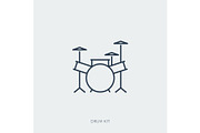 Vector outline icon of music - drum