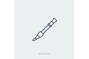 Vector outline icon of music - block