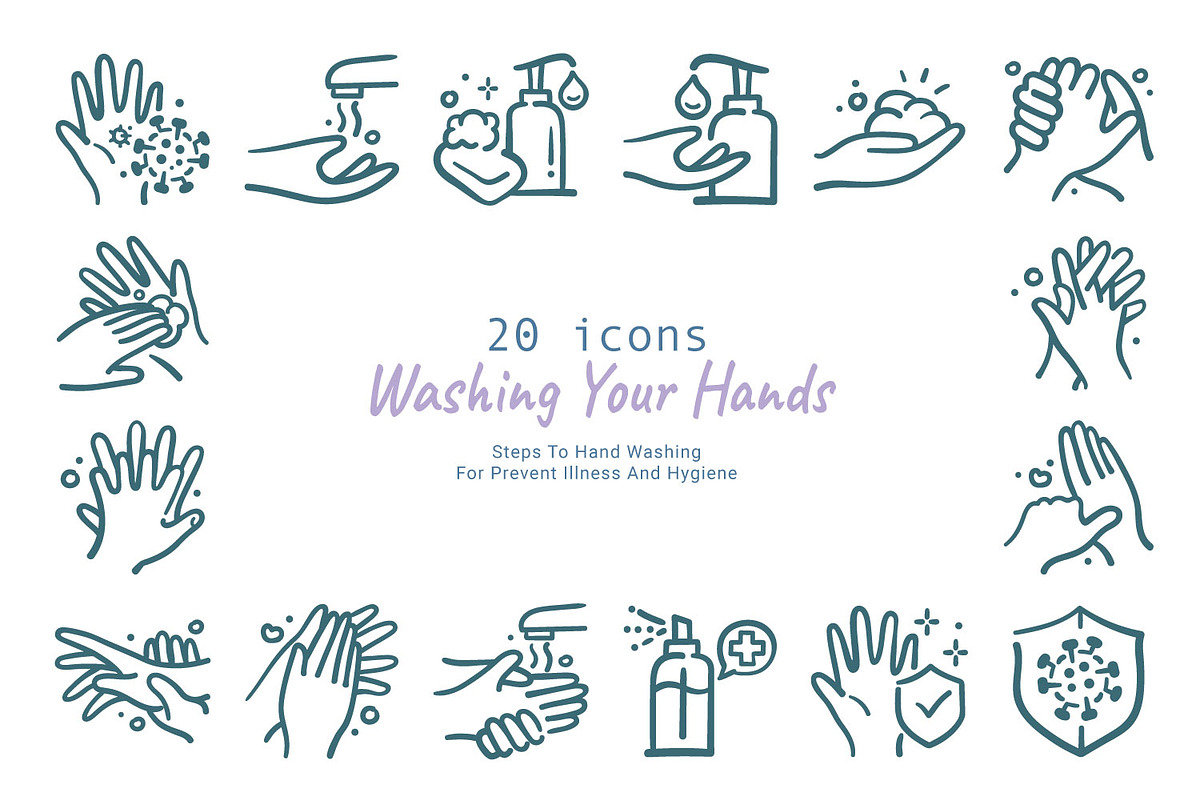 Hand Washing Outline Doodle in Icons - product preview 8