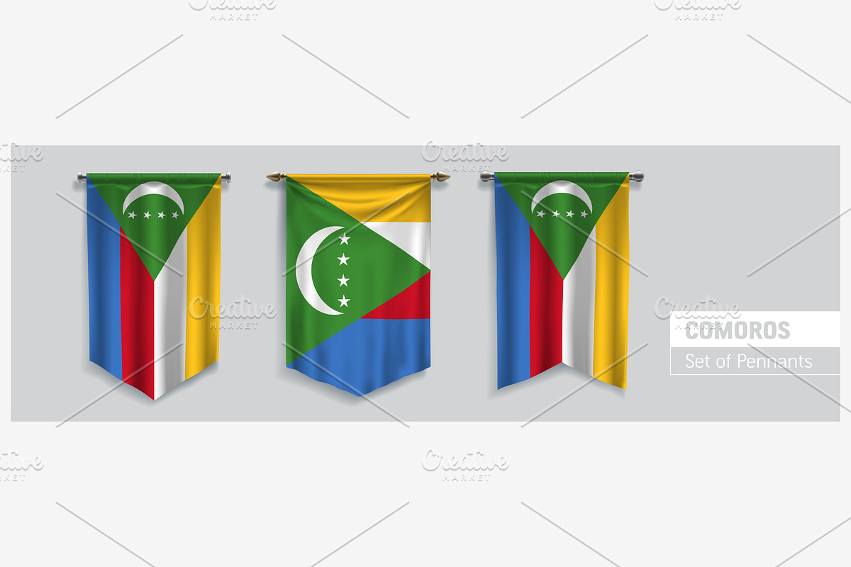 Comoros islands pennants vector in Illustrations - product preview 8