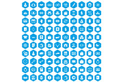 100 deposit icons set blue