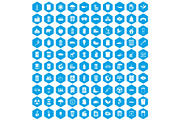 100 ecology icons set blue