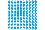 100 economy icons set blue