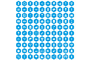 100 electricity icons set blue