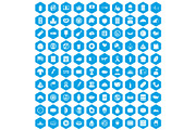 100 sandwich icons set blue
