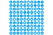 100 sewing icons set blue