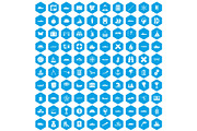 100 shipping icons set blue