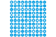 100 shoe icons set blue