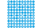 100 show business icons set blue