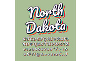 North Dakota vintage 3d lettering