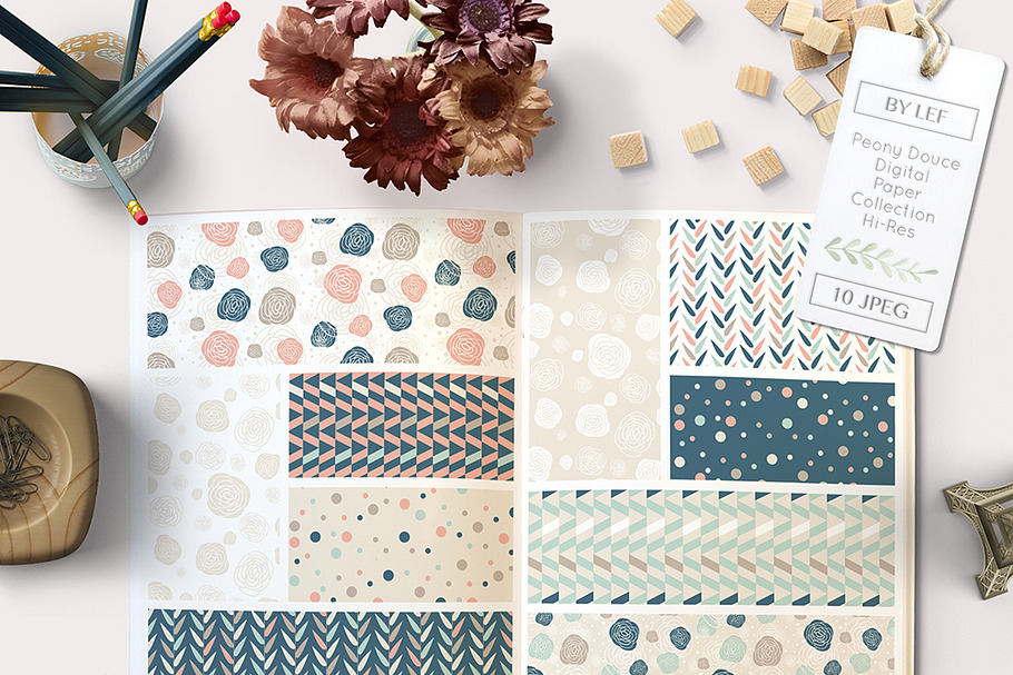 Flower Digital Paper Patterns Tiling in Patterns - product preview 8