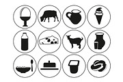 Dairy products icons