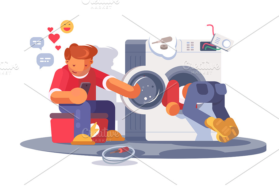 Washing machine repair in Illustrations - product preview 8