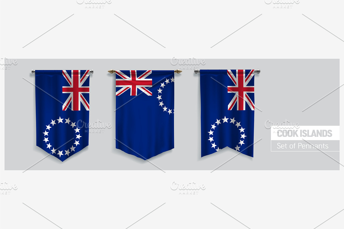 Cook islands waving pennants vector in Illustrations - product preview 8