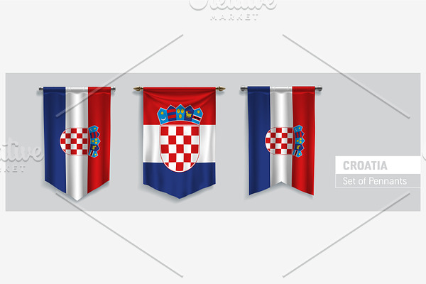 Croatia waving pennants vector