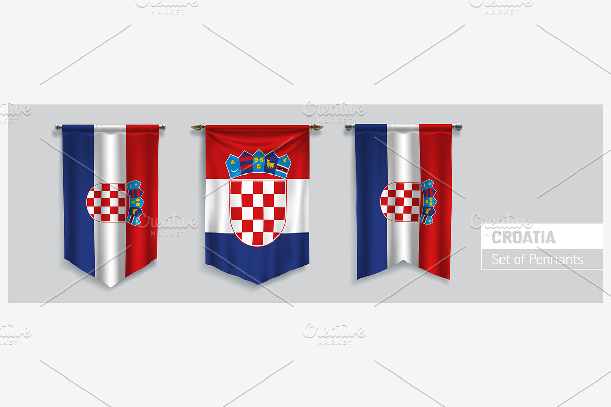 Croatia waving pennants vector in Illustrations - product preview 8