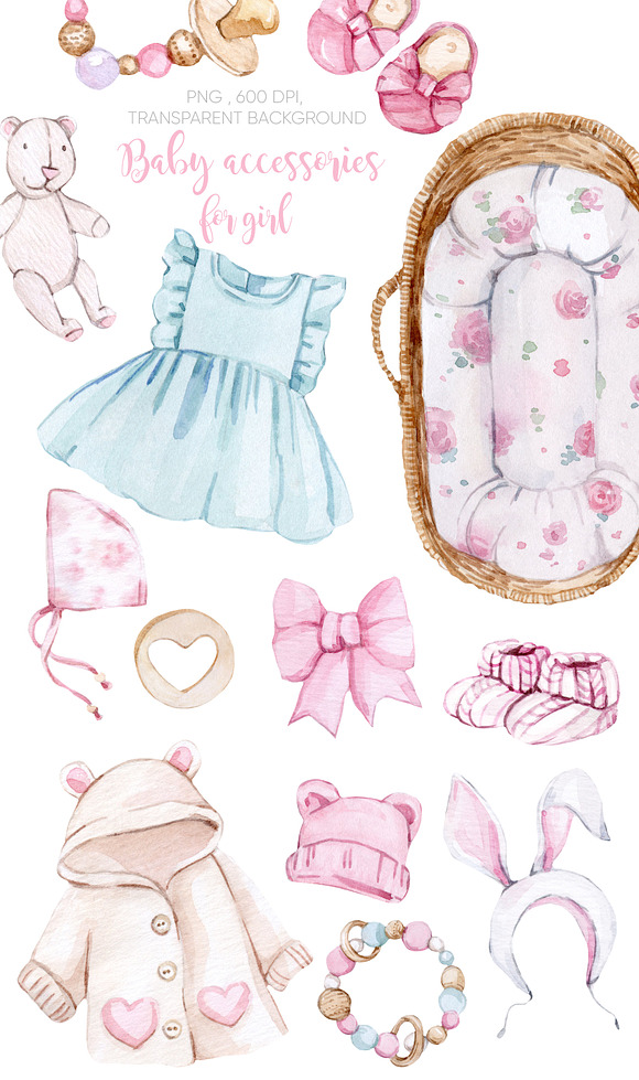 Watercolor NEW Honey Baby Girl in Illustrations - product preview 2
