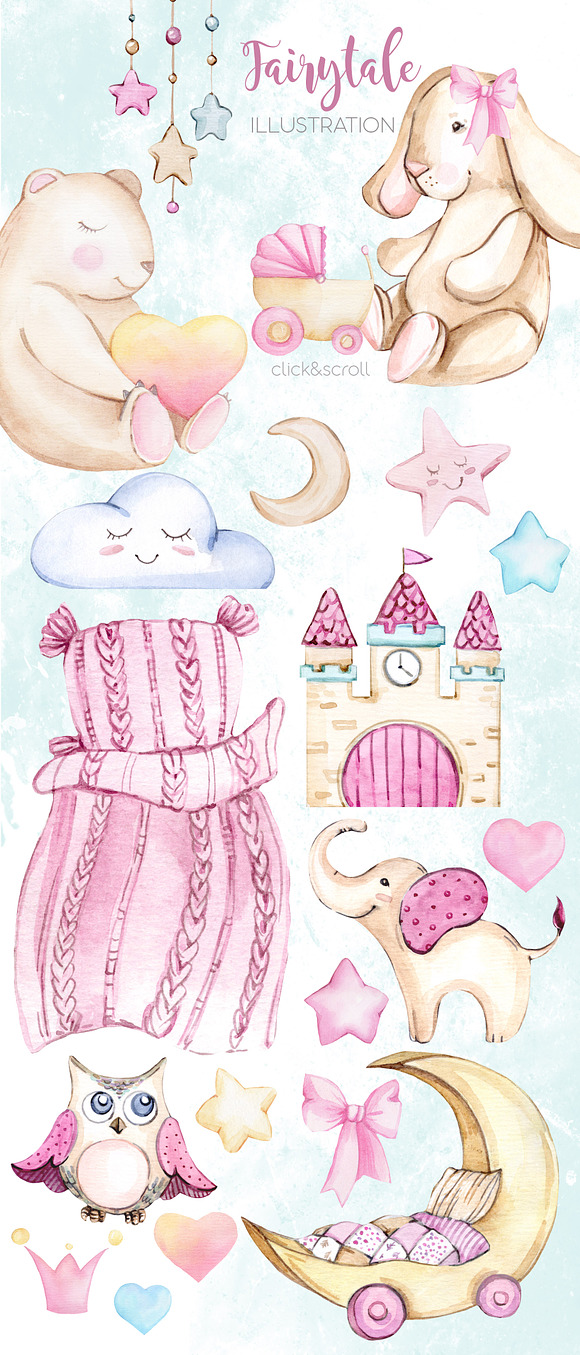 Watercolor NEW Honey Baby Girl in Illustrations - product preview 3