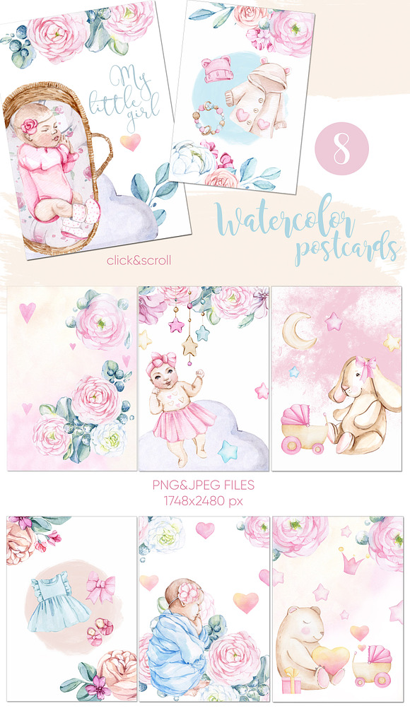 Watercolor NEW Honey Baby Girl in Illustrations - product preview 6