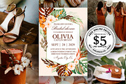 Terracotta tropical wedding invite