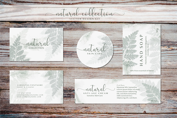 Herbarium: Vector Labels in Business Card Templates - product preview 2