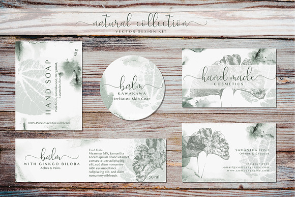 Herbarium: Vector Labels in Business Card Templates - product preview 3