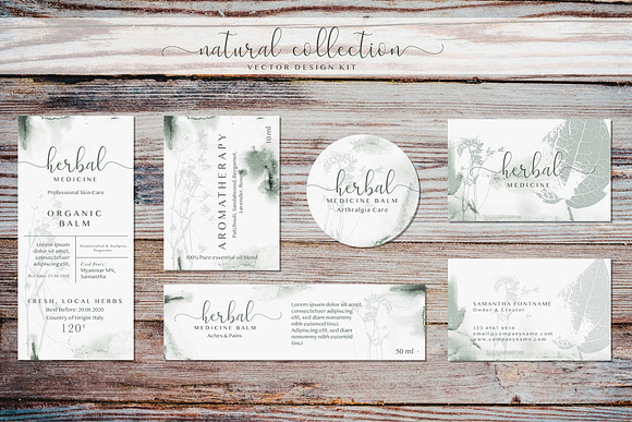 Herbarium: Vector Labels in Business Card Templates - product preview 4