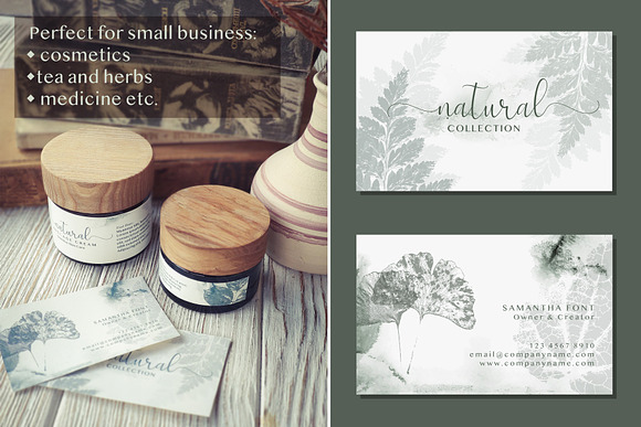 Herbarium: Vector Labels in Business Card Templates - product preview 6