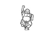 Happy Buddha Dancing Cartoon