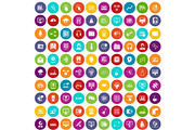 100 on-line seminar icons set color