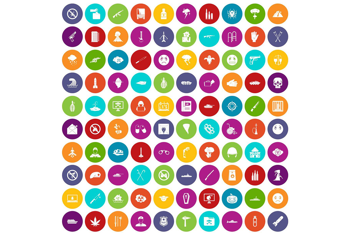 100 oppression icons set color in Illustrations - product preview 8