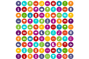 100 park icons set color