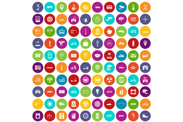 100 parking icons set color