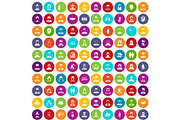 100 people icons set color