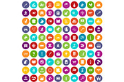 100 pets icons set color