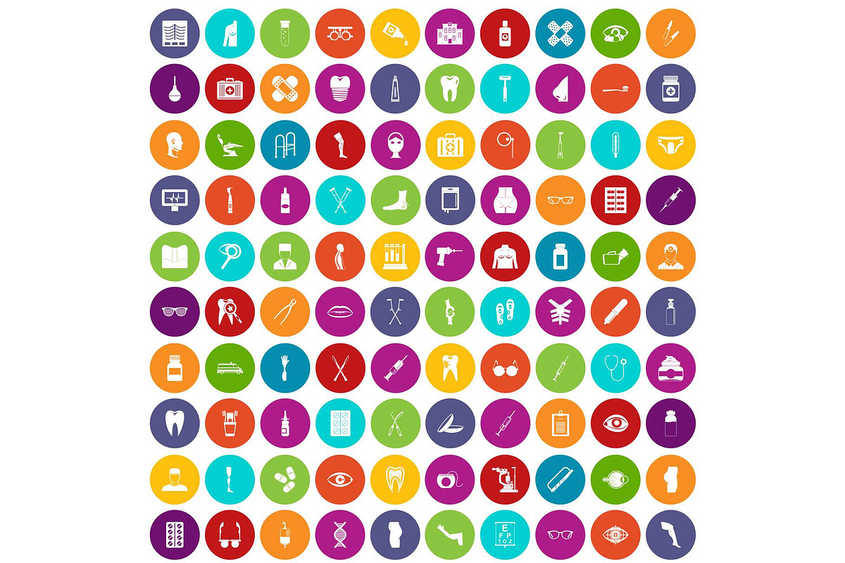 100 pharmacy icons set color in Illustrations - product preview 8