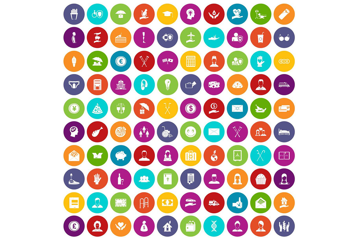 100 philanthropy icons set color in Illustrations - product preview 8