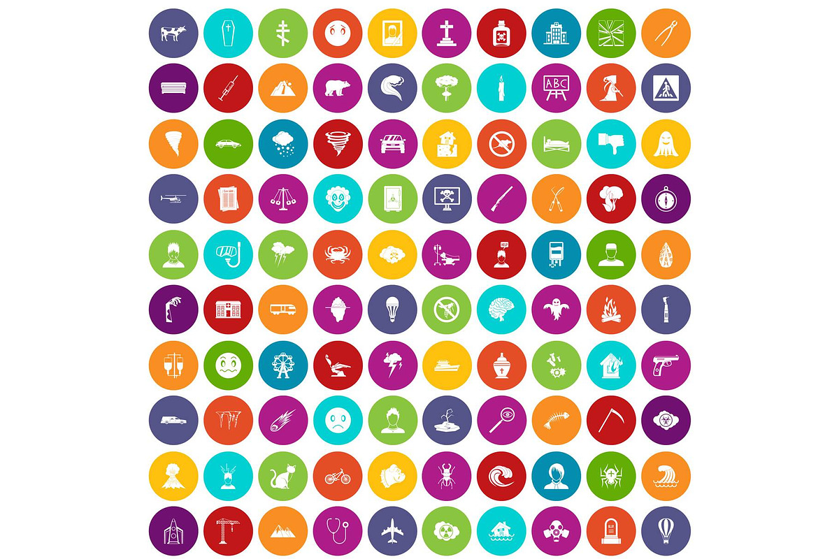 100 phobias icons set color in Illustrations - product preview 8