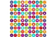 100 phobias icons set color