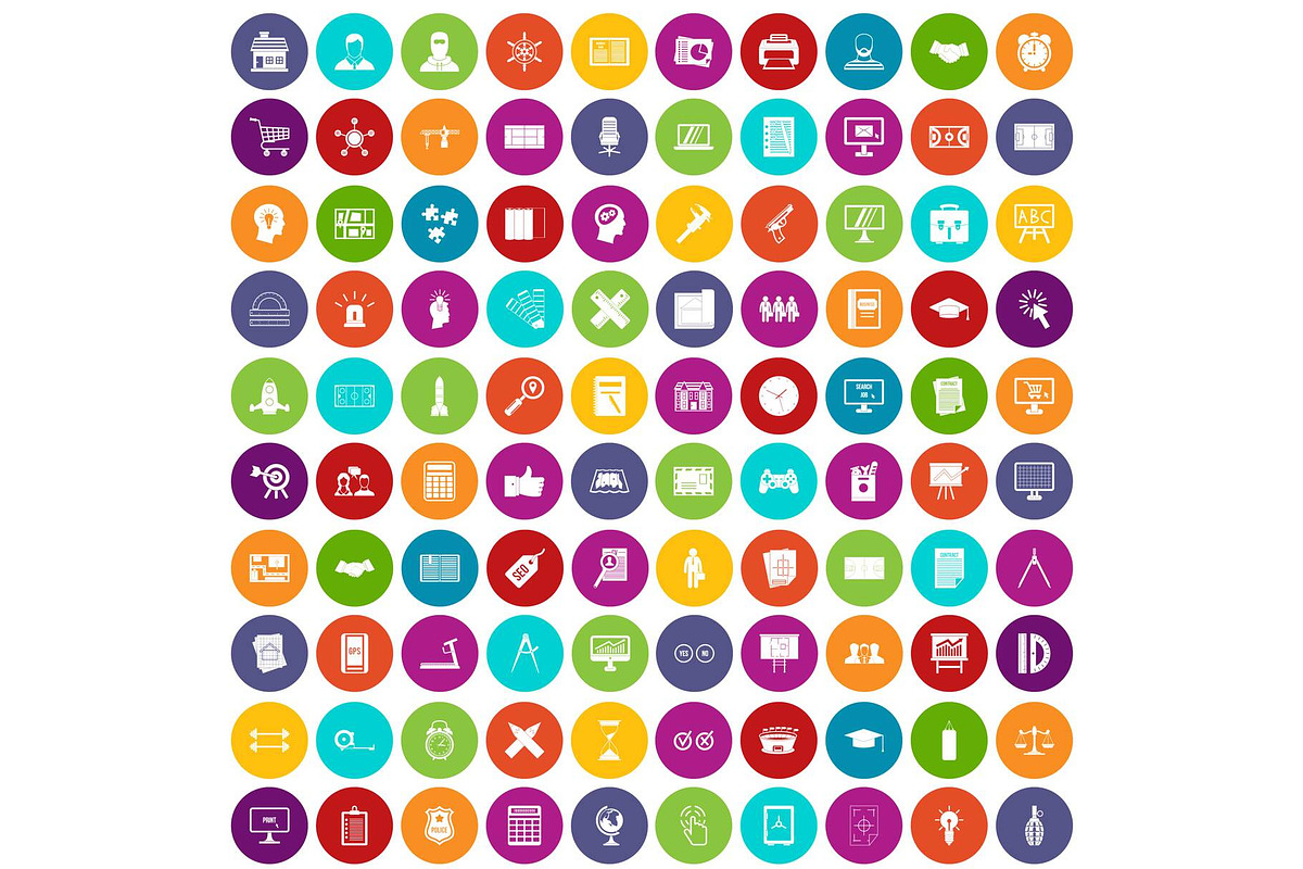 100 plan icons set color in Illustrations - product preview 8