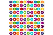100 public transport icons set color