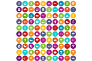 100 rain icons set color