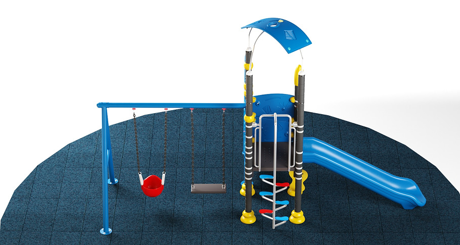 Kids playground equipment with slide in 3D - product preview 1