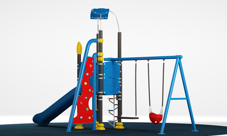 Kids playground equipment with slide in 3D - product preview 2