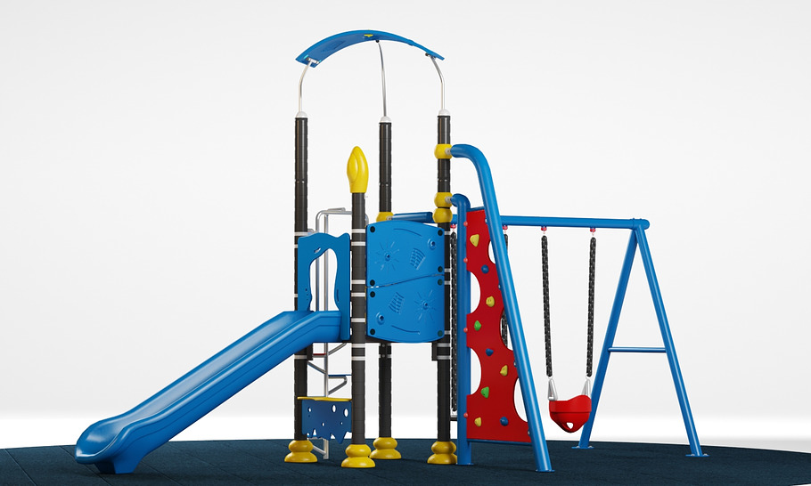 Kids playground equipment with slide in 3D - product preview 8