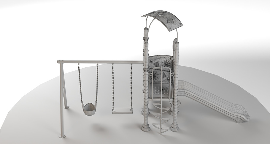 Kids playground equipment with slide in 3D - product preview 9