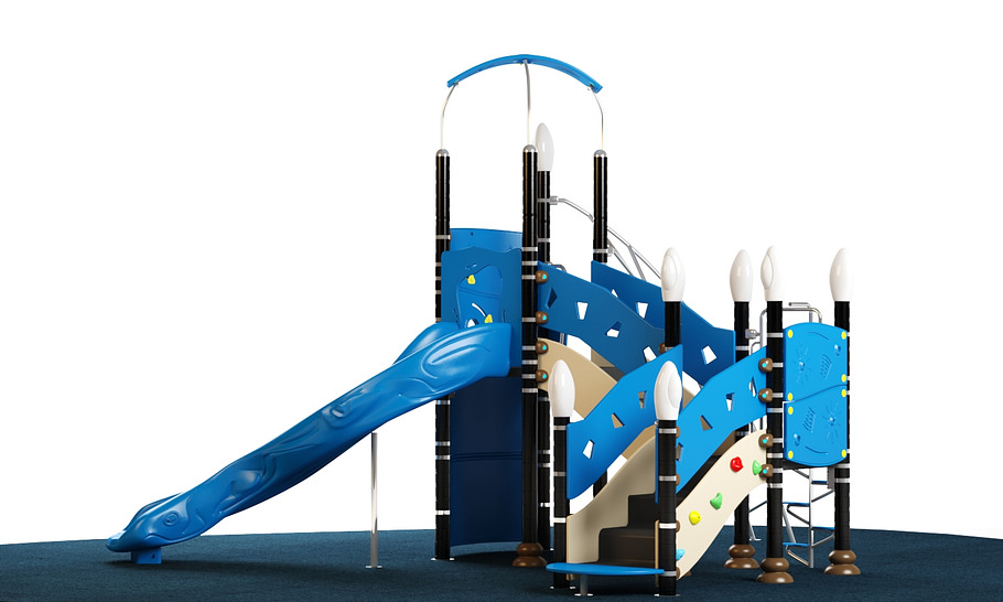 Kids playground equipment with slide in 3D - product preview 1