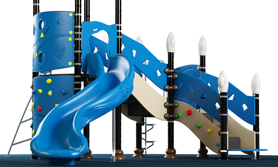 Kids playground equipment with slide in 3D - product preview 3